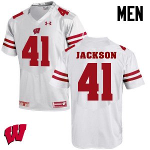 Men's Wisconsin Badgers NCAA #41 Paul Jackson White Authentic Under Armour Stitched College Football Jersey VX31W51XM